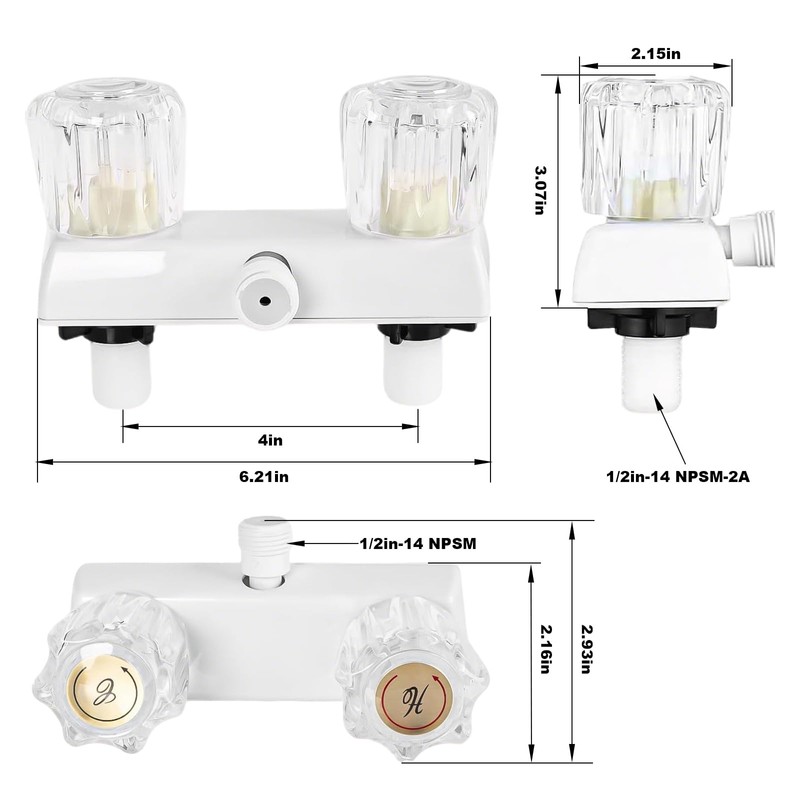 RV Shower Faucet with Shower head and Hose - Non-Metallic