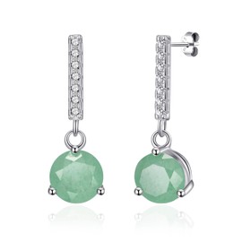 Philip Jones Sterling Silver Green Aventurine Gemstone Drop Earrings