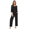 WiWi Womens Bamboo Pajamas 3/4 Sleeve Tops with Full Length