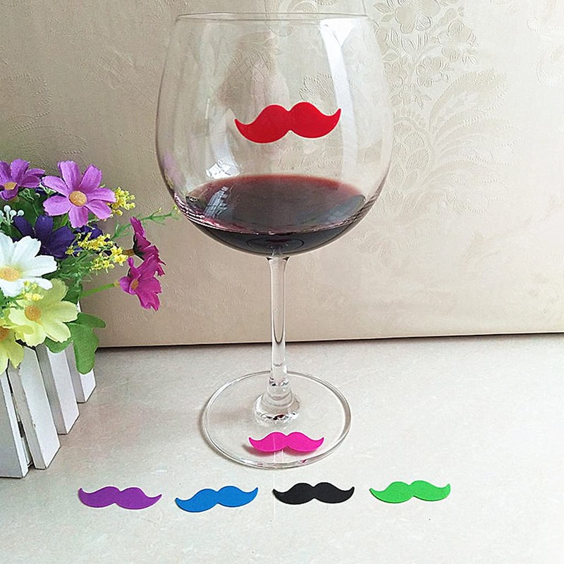Vogast Wine Glass Markers Set of 18 Lips Beard Silicone