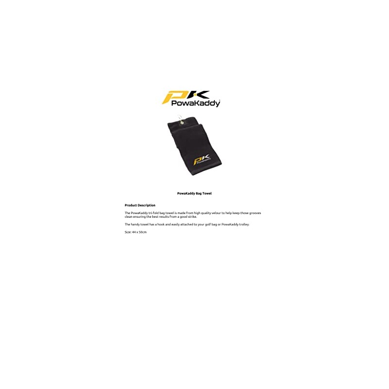 2012 Powakaddy Tri-Fold Velour Golf Towel Black
