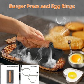 KITHELP 40PCS Griddle Accessories Kit, Flat Top Grill Accessories Set for Camp Chef, Griddle Spatula Set with Burger Press, Scraper, Tongs and Carry Bag for Outdoor BBQ