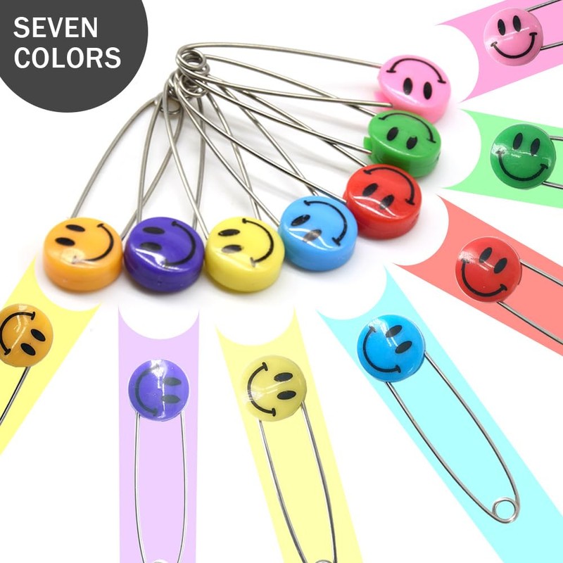 Ruidee 30 Pcs Diaper Pins Cute Smile Face Nappy Pins