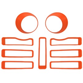 Savadicar 9-Piece Orange Front Grill & Headlight Trim Cover Set for Jeep Wrangler JL JLU 4xe & Gladiator JT 2018-2023 – Exterior Decorative Upgrade Accessories