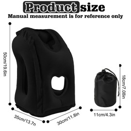HOMURY Inflatable Travel Pillow Neck Pillow Inflatable Pillow Portable Travel Pillow Neck Support Pillow Comfortable Supports Head and Chin for Car, Plane, Train Train, Camping, Black
