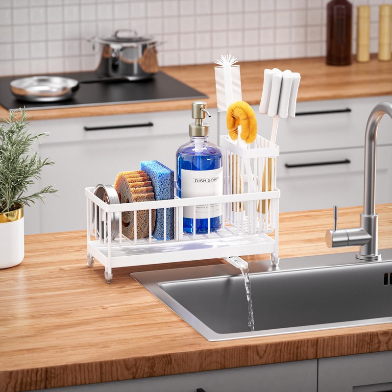 Cisily Sponge Holder for Kitchen Sink, Sink Caddy with High
