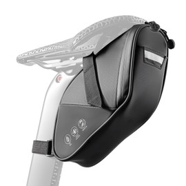 OFFBONDAGE Bike Saddle Bag - Waterproof Bike Bag Under Seat, Durable 900D Cycling Pouch with Reflective Area & Tail Light Loop, Fits Road, Mountain