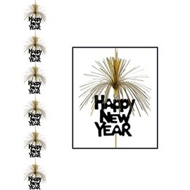 Happy New Year Firework Stringer (black & gold) Party Accessory  (1 count) (1/Pkg)