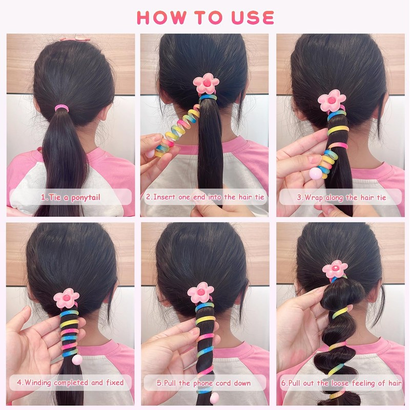 XINYUICEAN Diademas en Espiral para Niñas, 5 Pcs Gomas para
