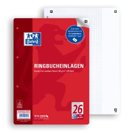 Oxford 400131464 A4 Ring Binder Inserts, 50 Sheets, Lined (21 Lines), Without Margin, 90 g/m2