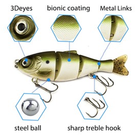 HADORAM Shad Swimbait Sinking Hard Fishing Lure with Soft Tail for Freshwater Saltwater (3.4in/0.65oz Color 1#)