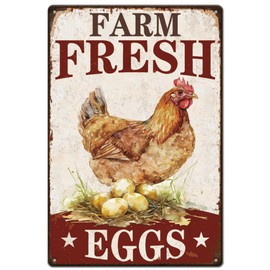 SUPERDANT Vintage Metal Tin Signs Retro Metal Chicken and Egg Funny Signs and Plaques Retro Hen Sign Decor Wall Art Metal Plaque for Home Livingroom Coffee Bar Farmhouse Idyllic Wall Art Decor Gift