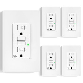 XimaoEase 5-Pack GFCI Outlet 15 Amp, Self-Test GFI Electrical Receptacle with LED Indicato, Tamper & Weather Resistant (TR/WR), UL Listed, LED Indicator, Wall Plate Included,Screwless Matte White