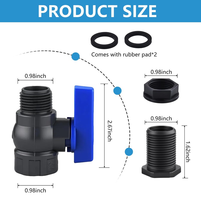 LUOFANT 2 Pack 3/4 Inch Rain Barrel Spigot Kit, PVC