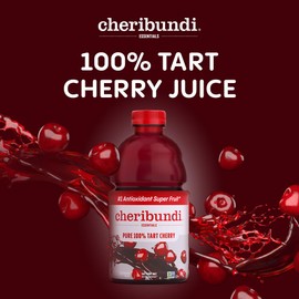 Cheribundi 100% Tart Cherry Juice Pure | Unsweetened Tart Cherry Juice | Athletes Recovery Drink | Promotes Restorative Sleep, Muscle Recovery & Boosts Athletic Performance | 32 floz (6 Pack)