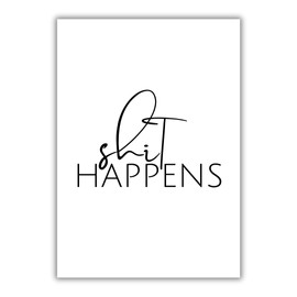 Papierkind Poster - Bathroom Sayings Happens | Print Poster for Guests Toilet & Funny Home Decor | Bathroom Typography Poster without Frame | DIN A4 without Frame (A80)