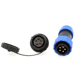 HangTon SD20 Waterproof Aviation Circular Plastic Connector for Outdoor Power System LED Lighting (5 pin, Male Plug and Female Panel Socket)