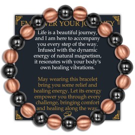 Jecanori Copper Magnetic Bracelet for Men Women, 3800 Gauss Pure Copper Jewelry with Stretch Beads, Unisex Spiritual Gift, Birthday Gifts for Parents, Hematite Bracelet for Mom Friends