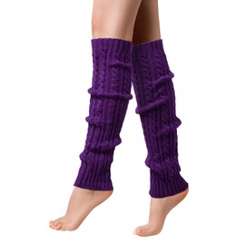Leg Warmers - Purple Leg Warmers for Women for Winter, Leg Warmers 80s Ribbed Knitted Long Socks for Party Sports
