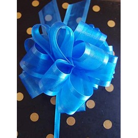 POSHNPRETTY 6" Arabesque Sheer Ribbon w/Satin Edge Pull Bow 18 Loops by 1.5" - Packs of 12 (Royal Blue)