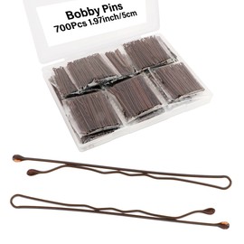 Chanaco 700Pcs Hair Bobby Pins for Women Hair Accessories 2inch Black Bobbie Pins for Hair Bun with Storage Box Bobby Hairpins for Thick Hair Metal Hair Clips for Updos (Brown, All)
