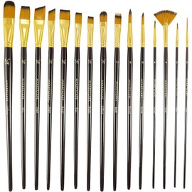 MyArtscape Paint Brush - Set of 15 Art Brushes for Watercolor, Acrylic & Oil Painting - Premium Art Supplies
