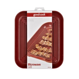 GoodCook - Parrilla de microondas para uso diario, bandeja de tocino sin BPA y bandeja de cocina, utensilios de cocina de microondas de 10 pulgadas para tocino, salchichas y perros calientes, apto