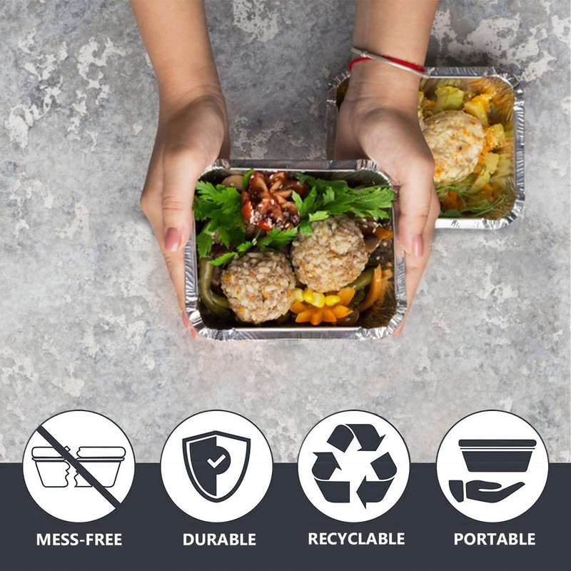 Homeshopa Aluminium Foil Trays with Lids, Disposable Tin Foil Containers,