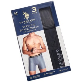 U.S. Polo Assn. Mens Boxer Briefs - 3 Pack Moisture Wicking Performance Mens Underwear Boxers with Contour Pouch (S-XL), Size Small, Dark Grey/Black Print/Black