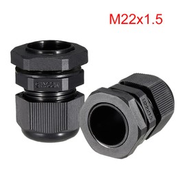 sourcing map 6Pcs M22 Cable Gland Waterproof Plastic Joint Adjustable Locknut Black for 10mm-13mm Dia Cable Wire