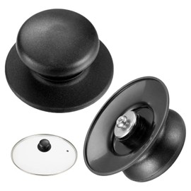 Pack of 2 Pot Lid Handles, Robust Lid Knob for Glass Lids, Pot Lid Knob, Pot Lid Handle, Universal Lid Knob, Practical Heat Resistant, Suitable for Home, Interchangeable Pot Lid Knobs (Black)