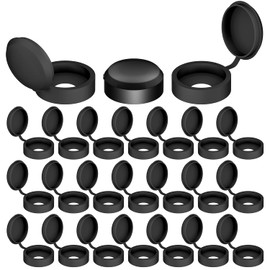 AIEX 100pcs Plastic Hinged Screw Cover Caps, Hole Diameter Screw Cover Caps Black Plastic Screw Caps Folding Screw Cover for Covering Screw Heads Screw Protection (S)