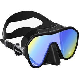 CRESSI Visor Z2 para Buceo y Snorkeling (Negro Lente Amarilla)