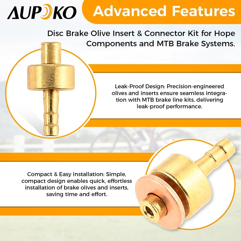 Aupoko 4 Sets Bicycle Brake Olive Insert Bike Hydraulic Disc