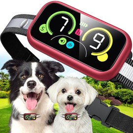 Dog Bark Collar for Large Medium Small Dogs, Smart Barking Collar, Effective No Bark Collar with Adjustable Beep Vibration Correction Modes, Automatic Anti Barking Device, IP67 Waterproof, Red