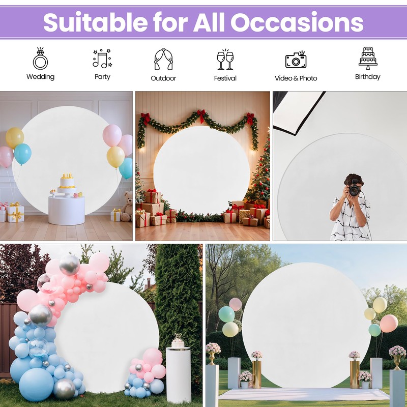 Spandex Round Arch Backdrop Cover 150cm White – Stretch-Fit Wrinkle-Resistant