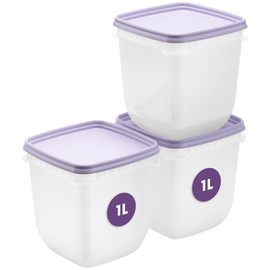 SmartStore Freezer Storage Boxes 1L Set of 3 - BPA Free Meal Prep Containers Reusable, Microwavable, Dishwasher Safe, Stackable and Nestable
