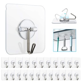 ZNBEN Adhesive Hooks Removable Wall Hooks 13 LB Ceiling Hook Transparent Seamless Waterproof and Oil Proof for Cabinet Kitchen Bathroom Ceiling Office Window 10 Pack