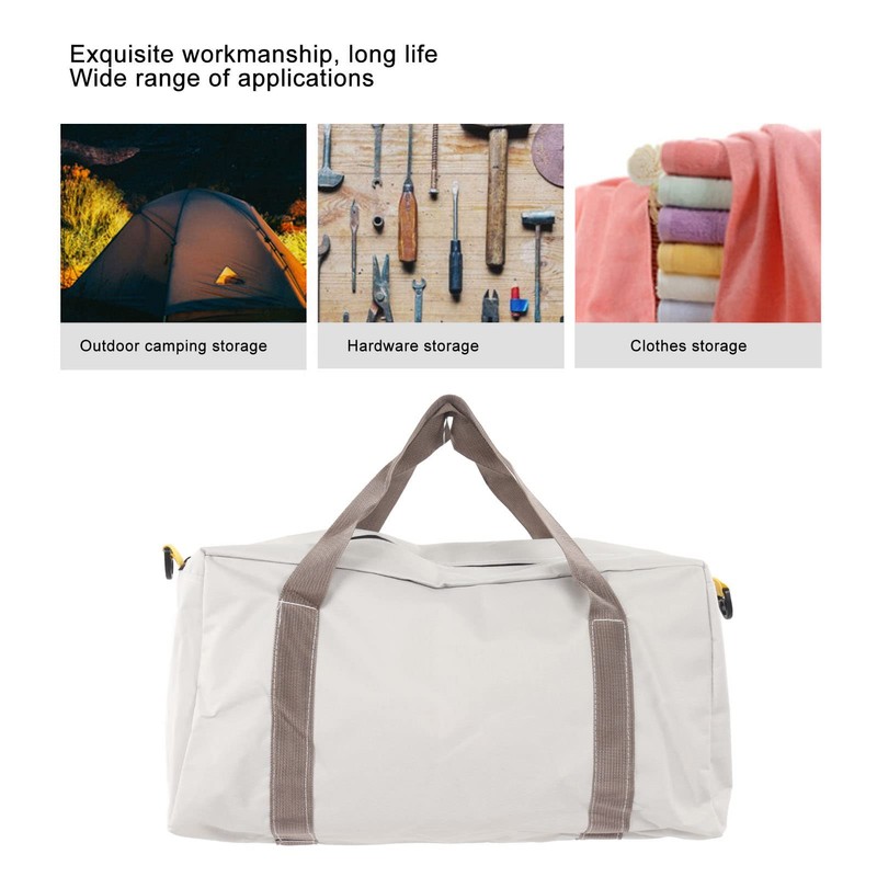 Canvas Tool Bag with Wide Mouth, Grey, Waterproof Storage Handbag