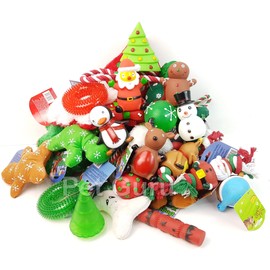 Display Guru 20 x CHRISTMAS DOG TOYS GIFT SET WITH FESTIVE TOYS SNOW MAN, DEER, SQUEAKY PLUSH DOG XMAS GIFT