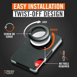 e+count Premium Minimalist Wallet with Airtag Holder and Money Clip - Aluminum RFID Blocking Mini Wallet with High Card Capacity, Compact, Stylish and Durable design.