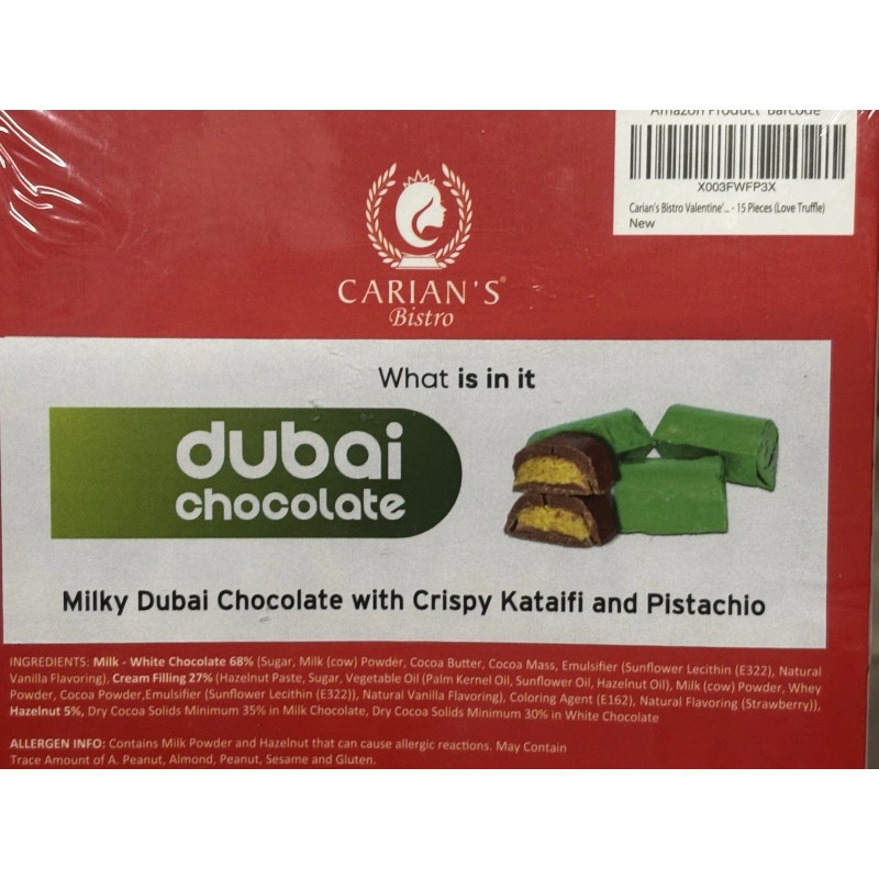 Carian’s Dubai Chocolate Bar Pistachio Cream & Kadayif 6.6 Oz