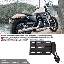 Aramox Motorcycle License Plate Frame,Aluminum Alloy Black Side-Mount License Plate Frame Holder Bracket Fits for 883 1200 48 2004-2016 Models