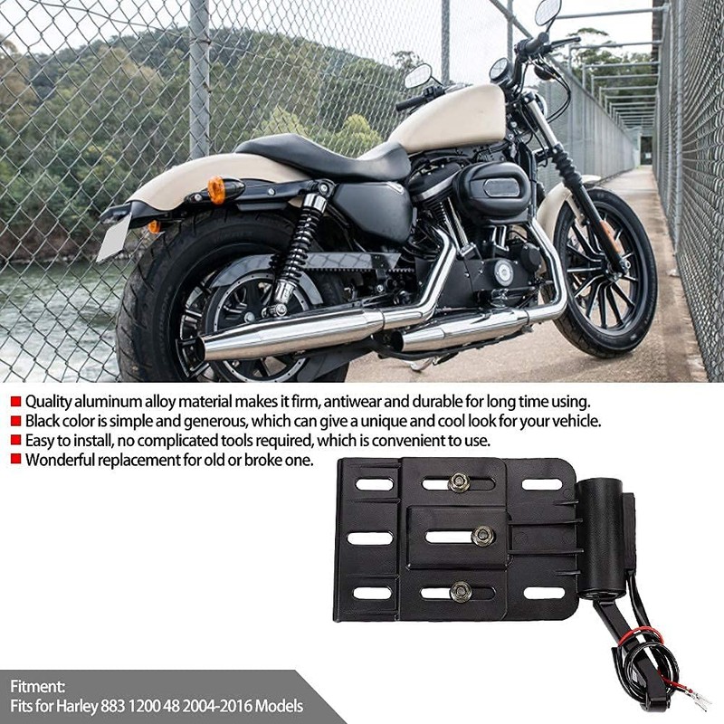 Aramox Motorcycle License Plate Frame,Aluminum Alloy Black Side-Mount License Plate