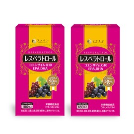 Fine Japan Resveratrol EPA DHA Co-enzyme Q10, Vitamin B1, Made in Japan, 30-Day Supply (6 Tablets per Day/180 Capsules) x 2 Piece Set