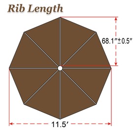 Strong Replacement Patio Umbrella Canopy Cover for 11.5ft 8 Ribs Umbrella (Canopy ONLY)