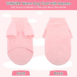 SUNFURA Cat Sweater - Warm & Soft Fleece Pullover with Sleeves, Turtleneck Cat Clothes for Fall Winter, Pink M