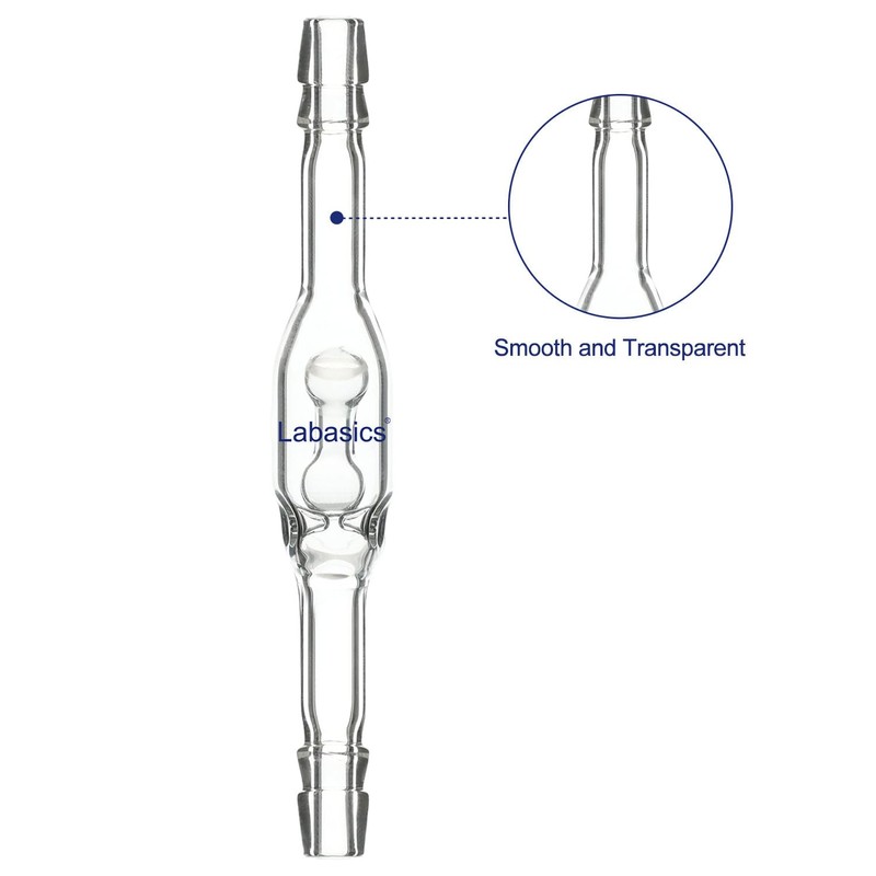 Labasics Glass Check Valve, Borosilicate Glass Check Valve with Dual