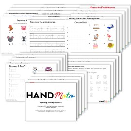 HandMoto Spelling Activity Pack 1 - Use Our Spelling Games for Kids to Make Learning Fun - Improve Word Recognition & Vocabulary Skills