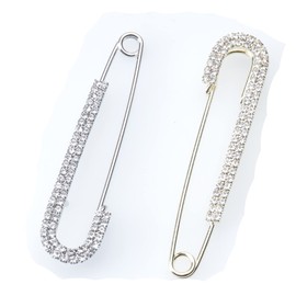 Sowaka 2 Pcs Brooch Pins for Women with Pearl Rhinestone Vintage Large Faux Crystal Metal Elegant Shawl Clips for Girls Clothing Sweater Shirt Costume Dress Decoration Accessories (Crystal)